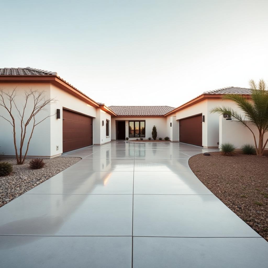 Clean residential concrete driveway